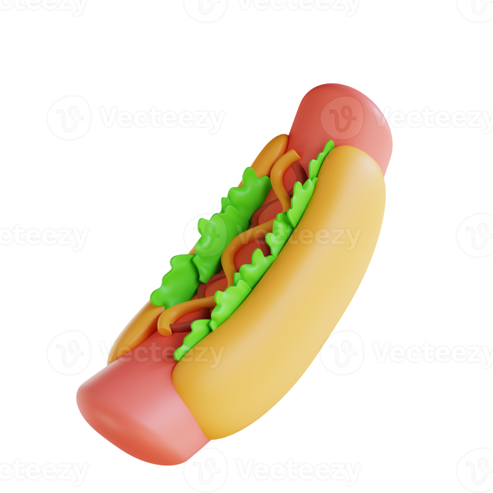 3D illustration hot dog png