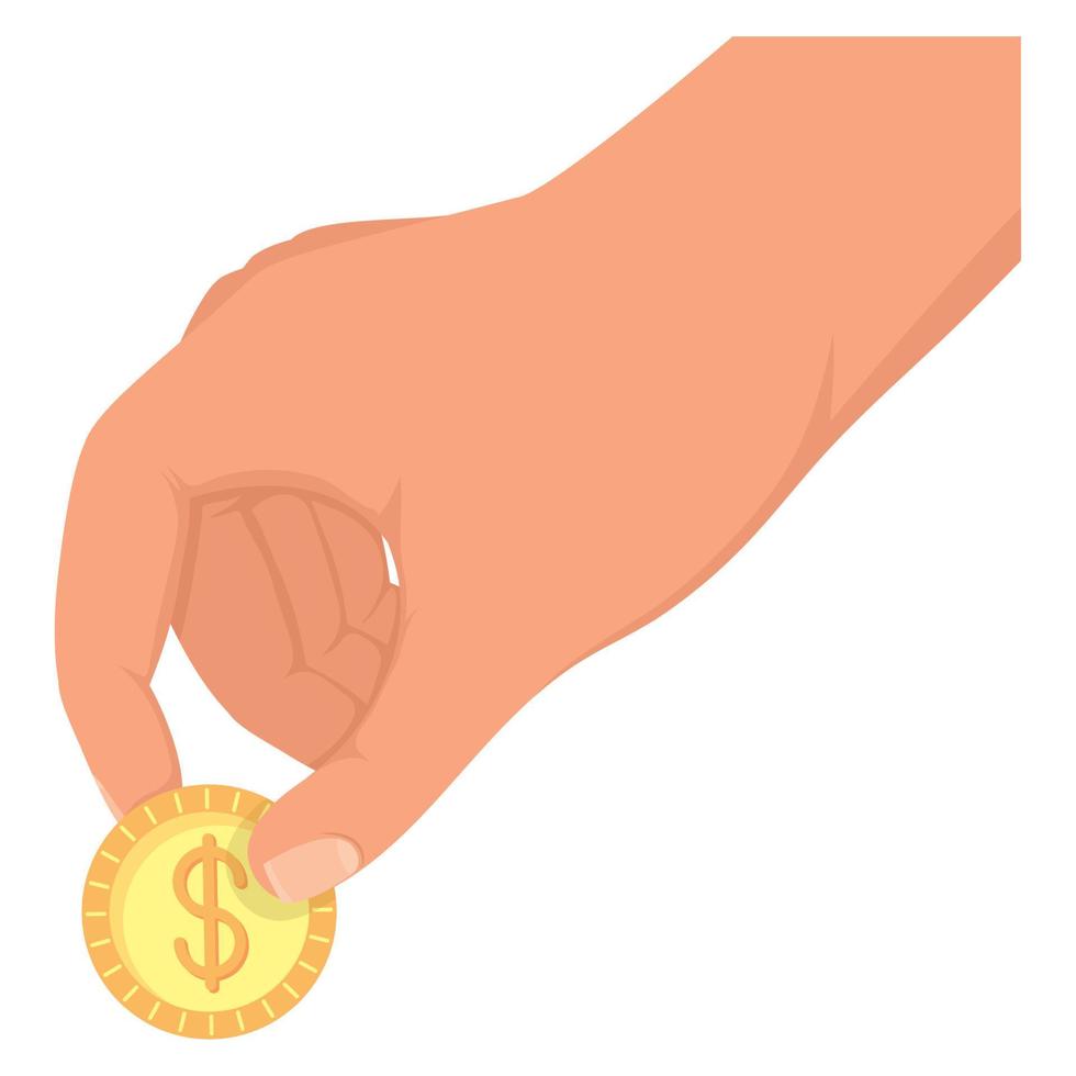 mano dando moneda de caridad vector