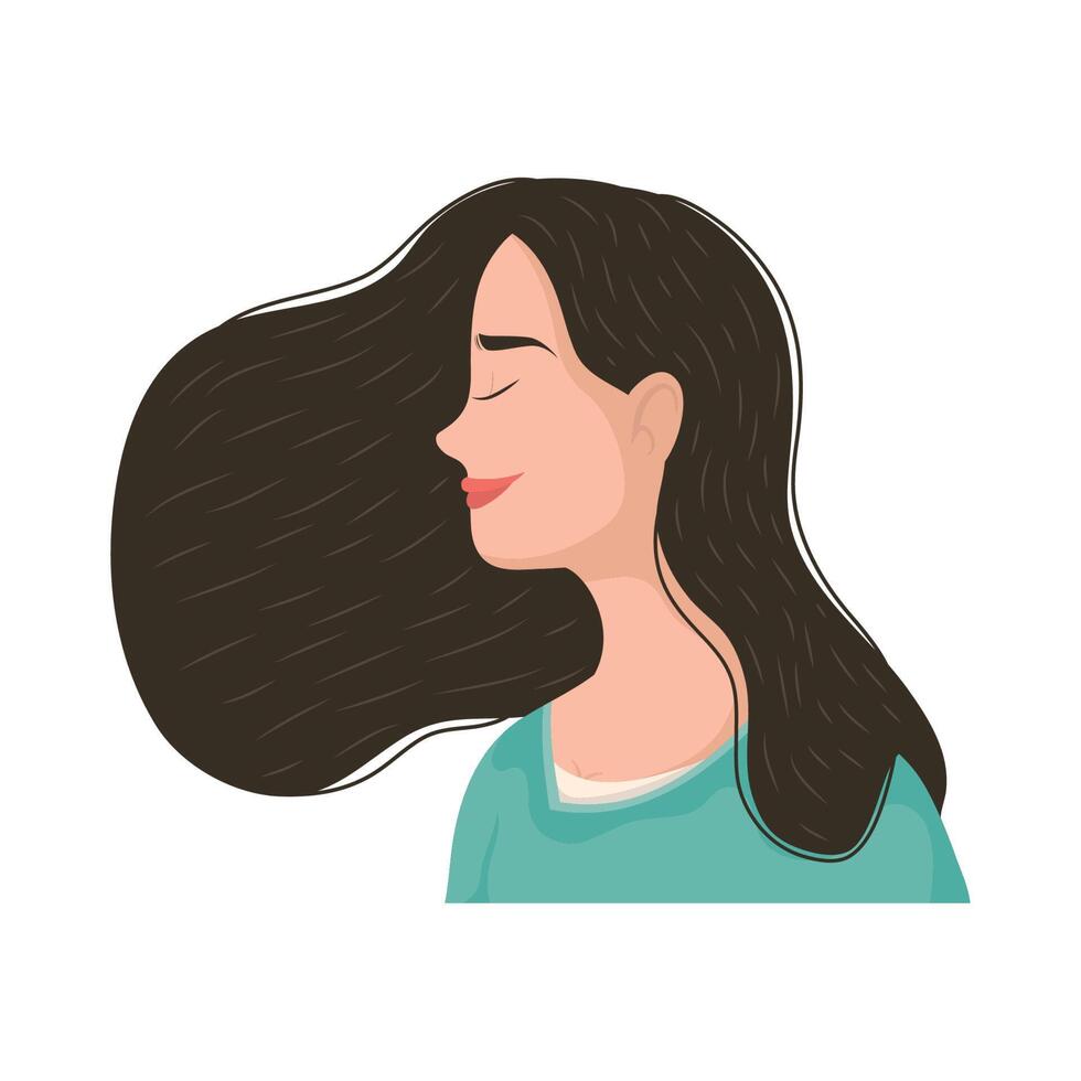 hermosa chica con el pelo largo vector