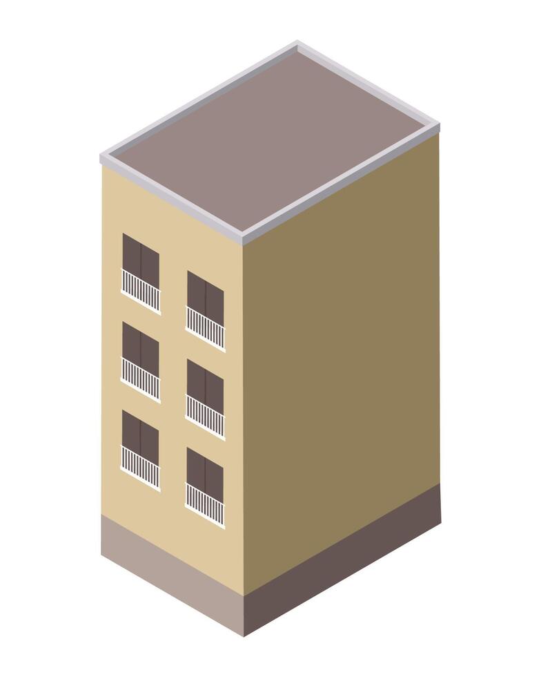 edificio isométrico beige vector