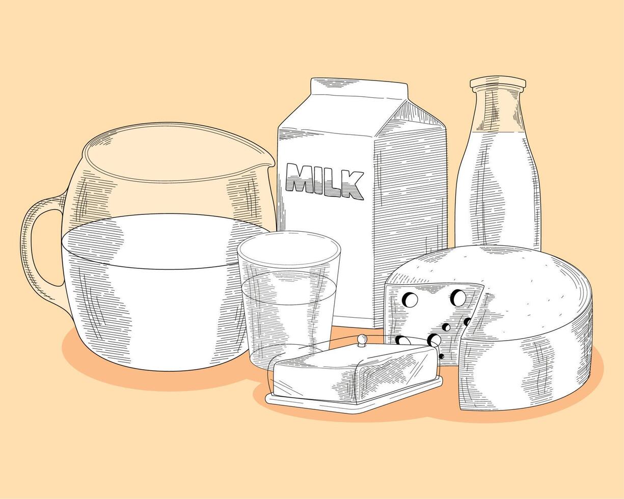 six milk products vector