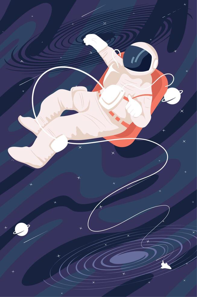 astronauta flotando en el espacio vector