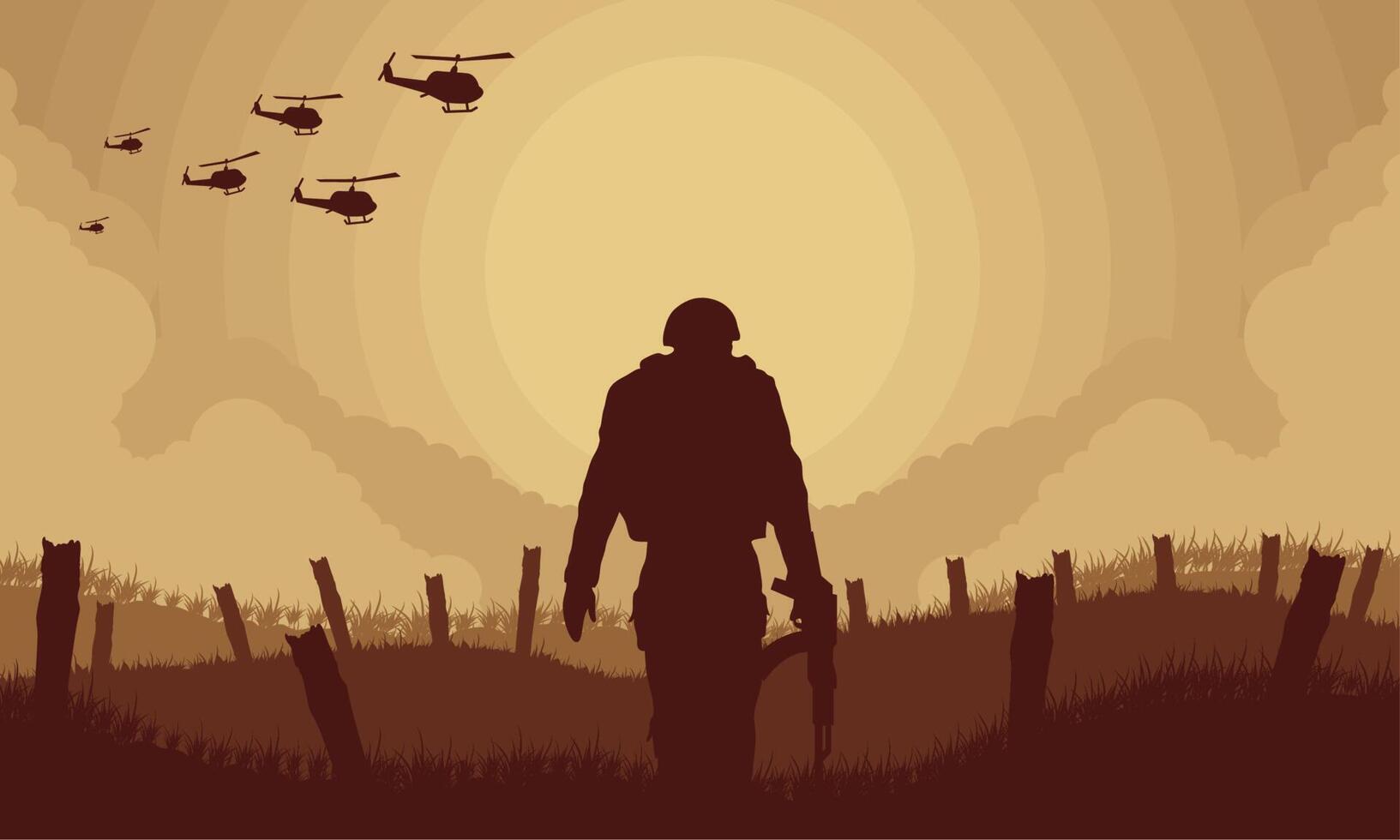 soldier in war scene vector