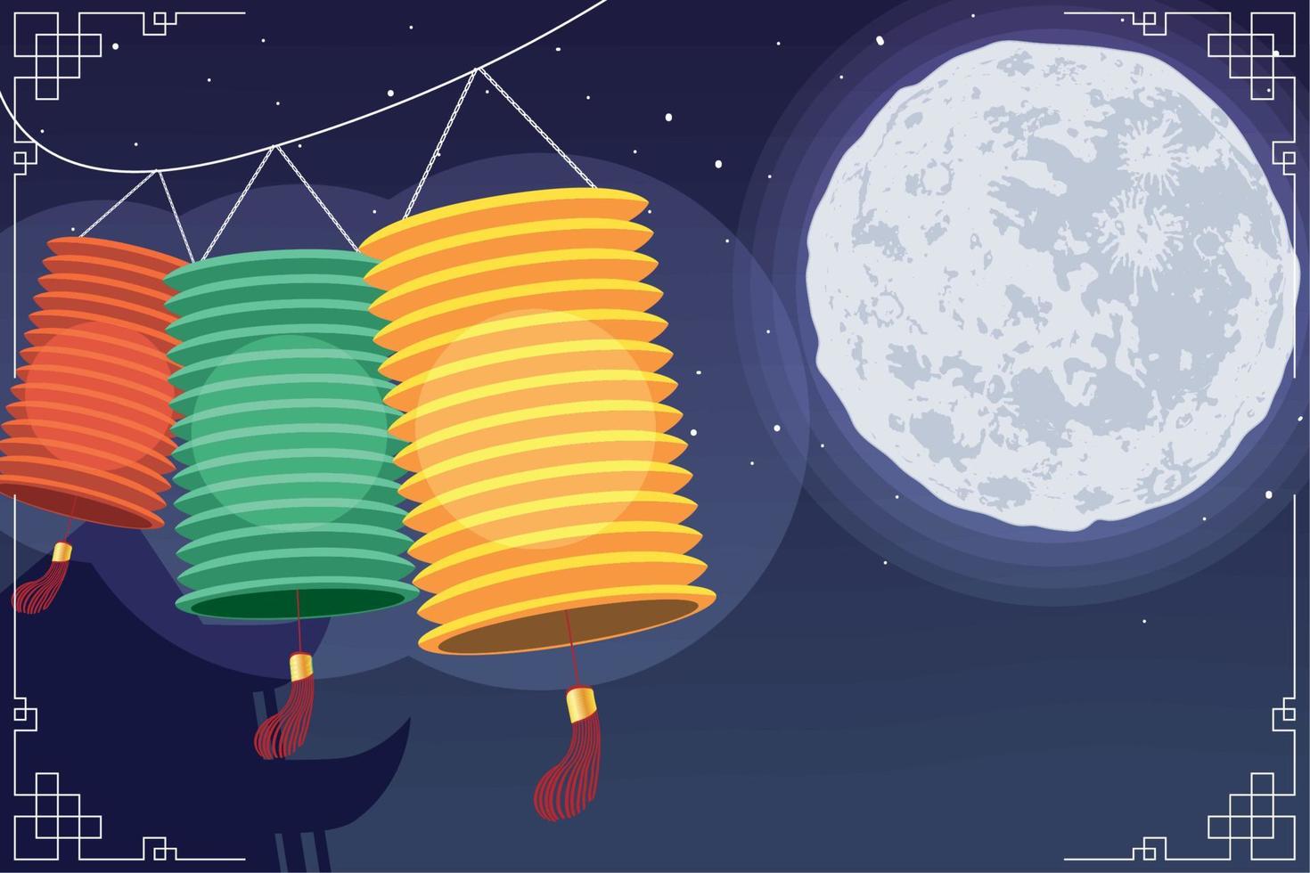 cartel del festival de la luna china vector