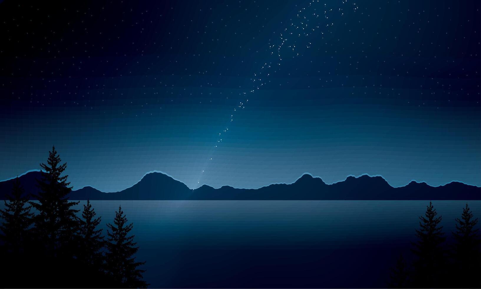 landscape with milky way vector