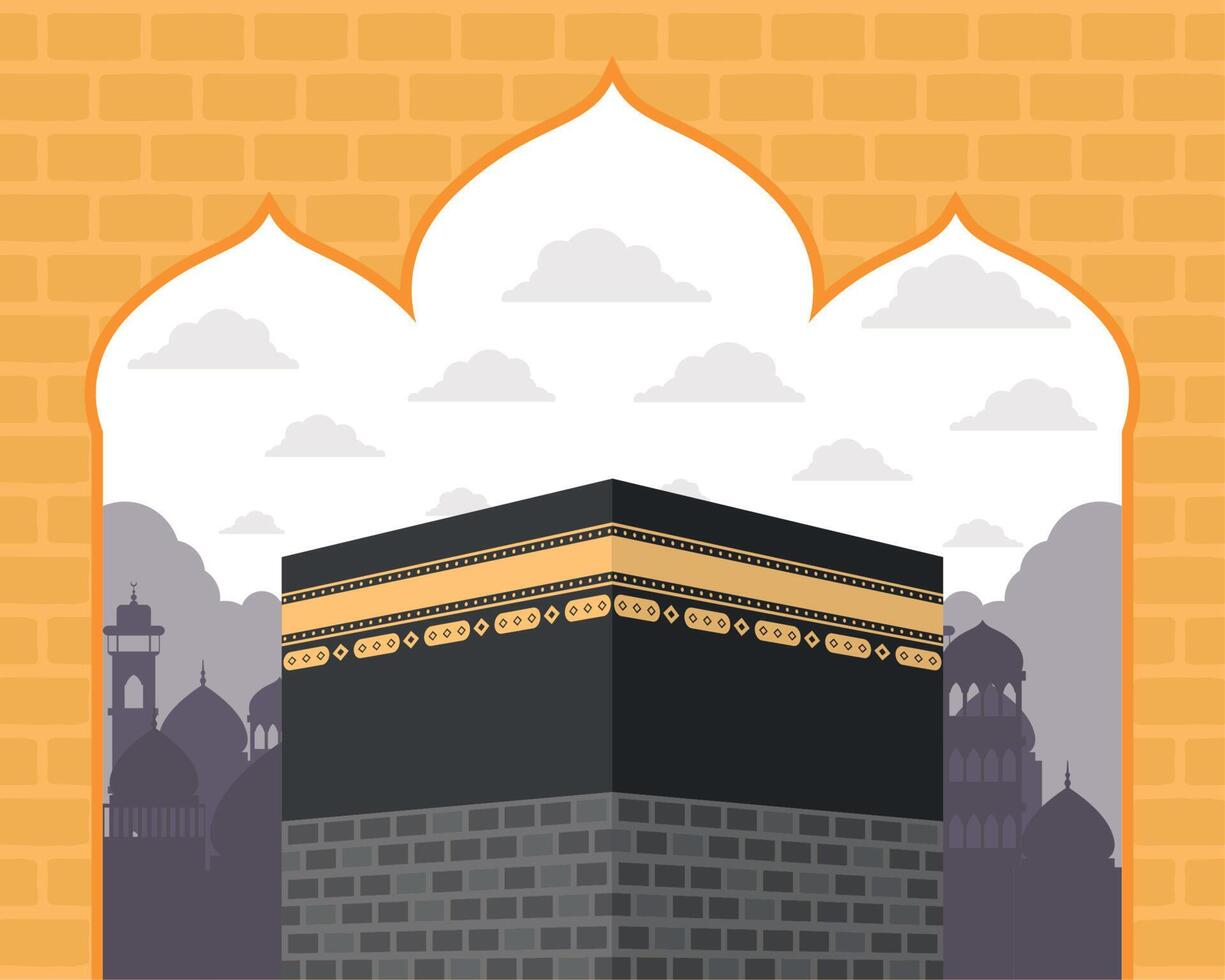 Islamic pilgrimage kaaba in frame vector