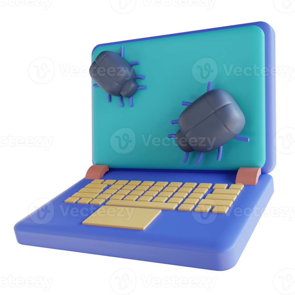 3D illustration virus laptop png