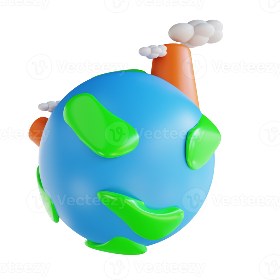 3d illustration pollution de l'air et de la terre écologie appropriée png