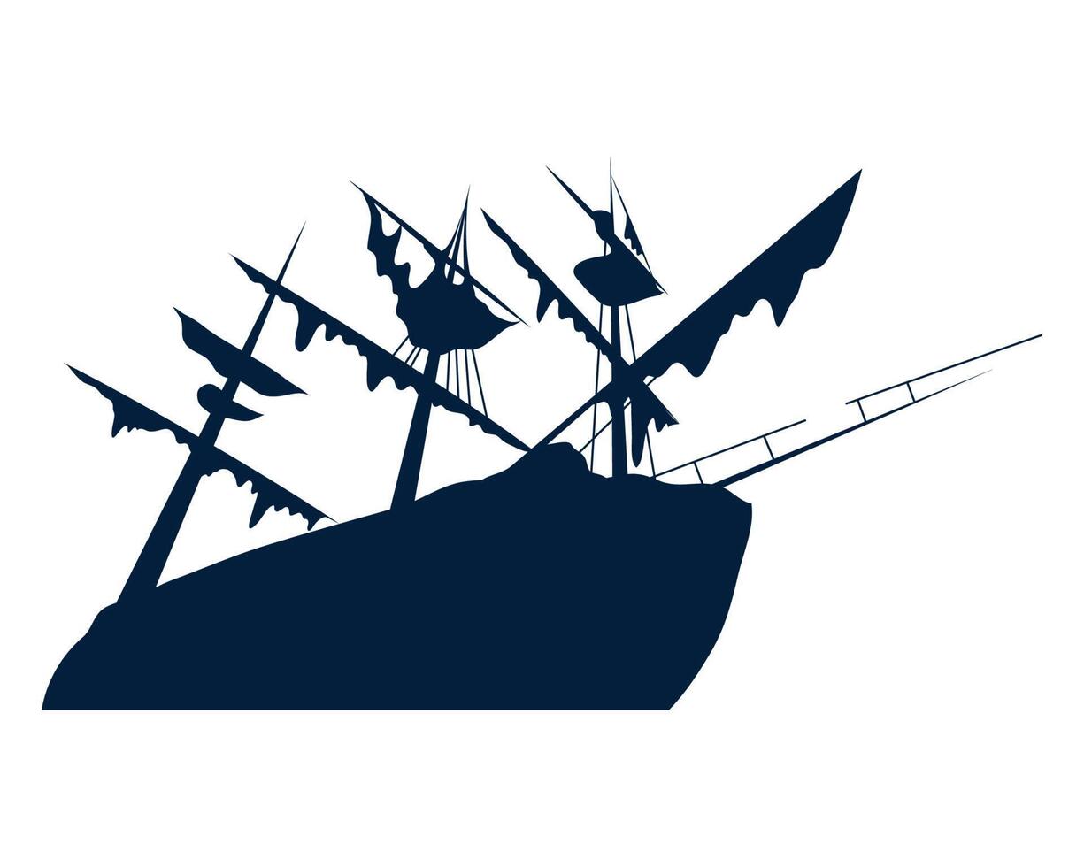 sunken pirate ship silhouette vector