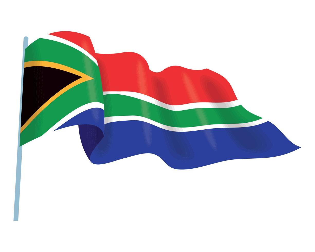 bandera sudáfrica en el poste vector