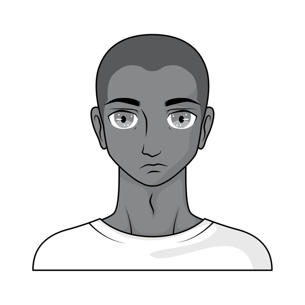black manga boy vector