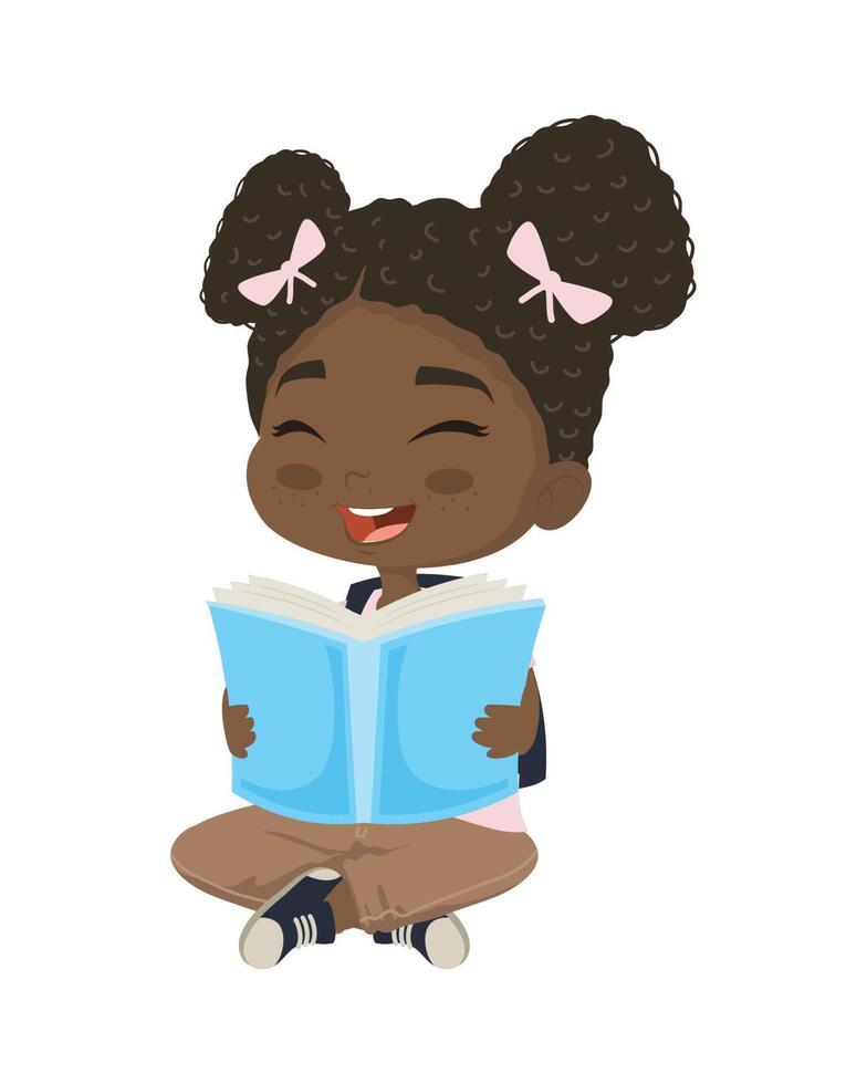 cute girl reading a book vector