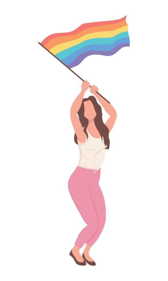 lesbian waving lgbtq flag vector