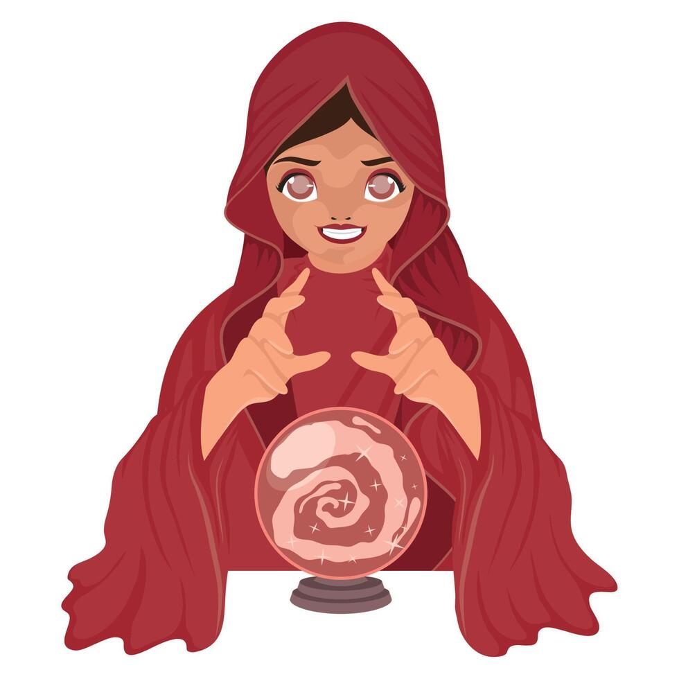 witch with crystal sphere vector