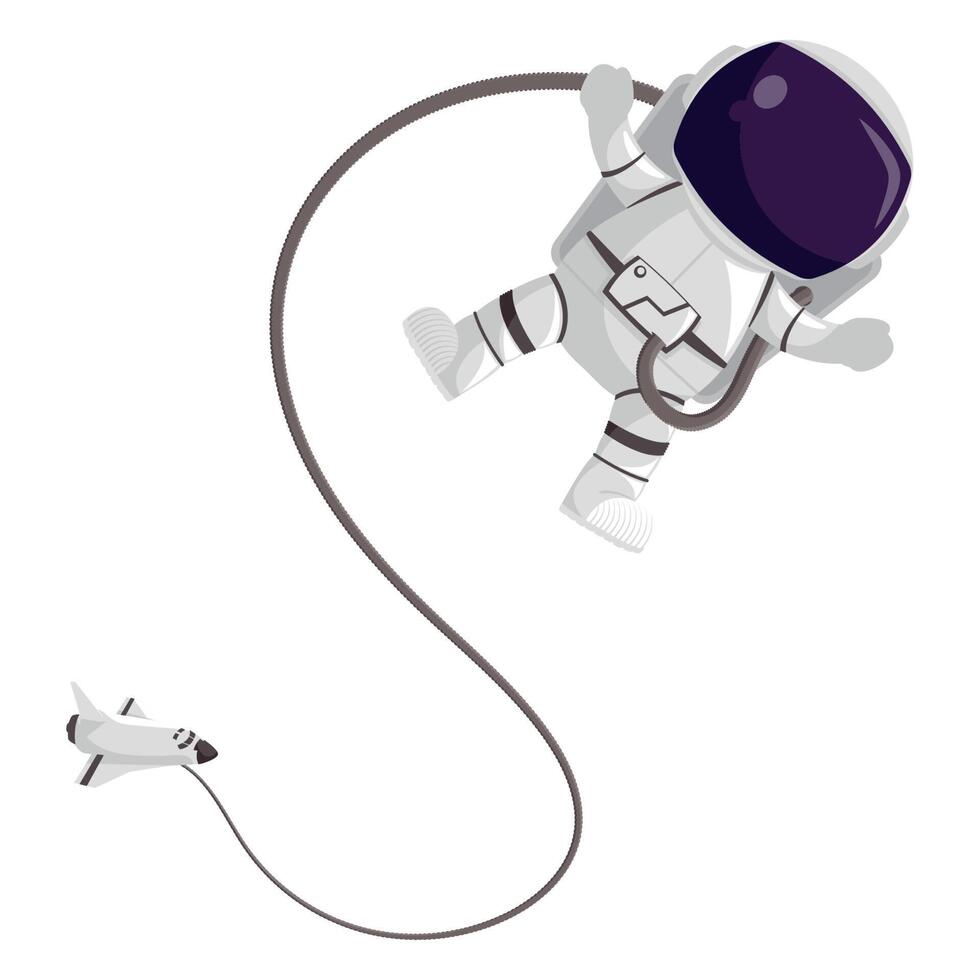 spaceman floating with spaceship vector