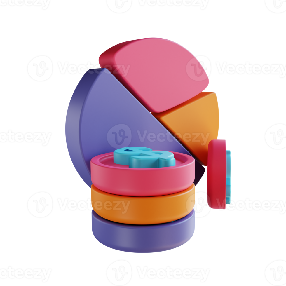 Graphique et statistiques de pois d'illustration 3d png