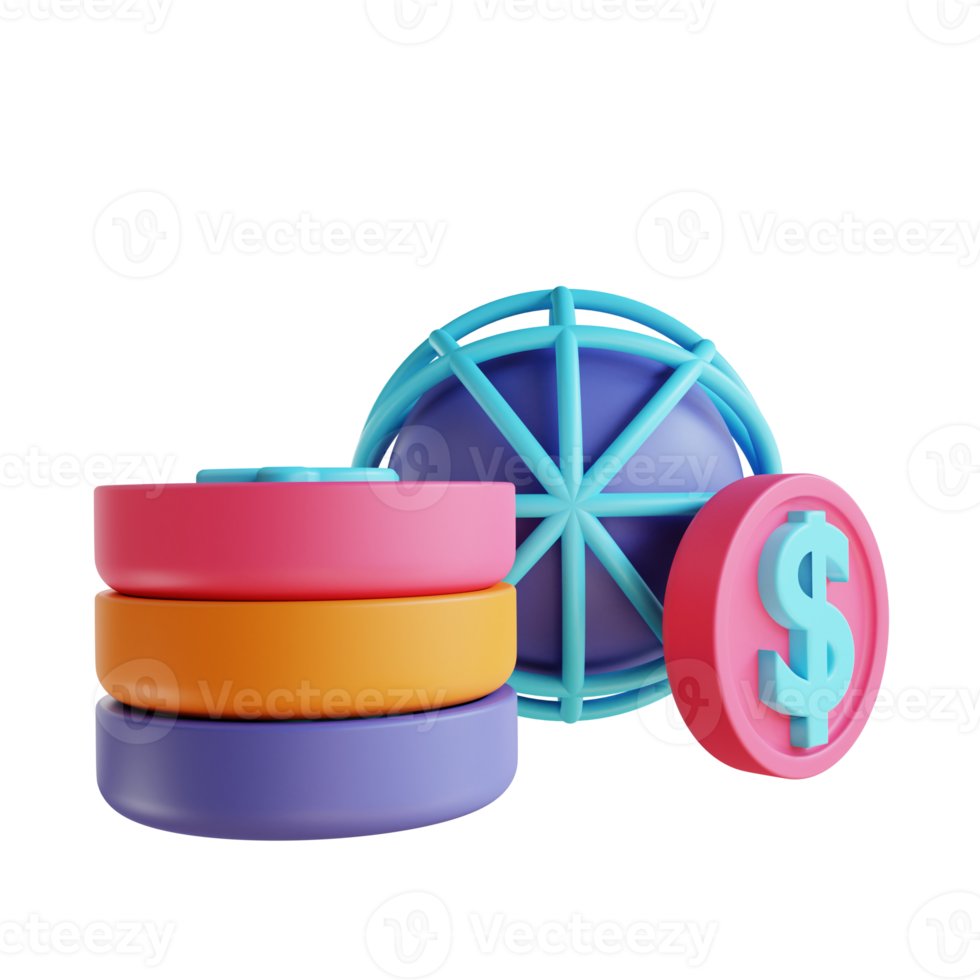 3D illustration internet payment and coin png