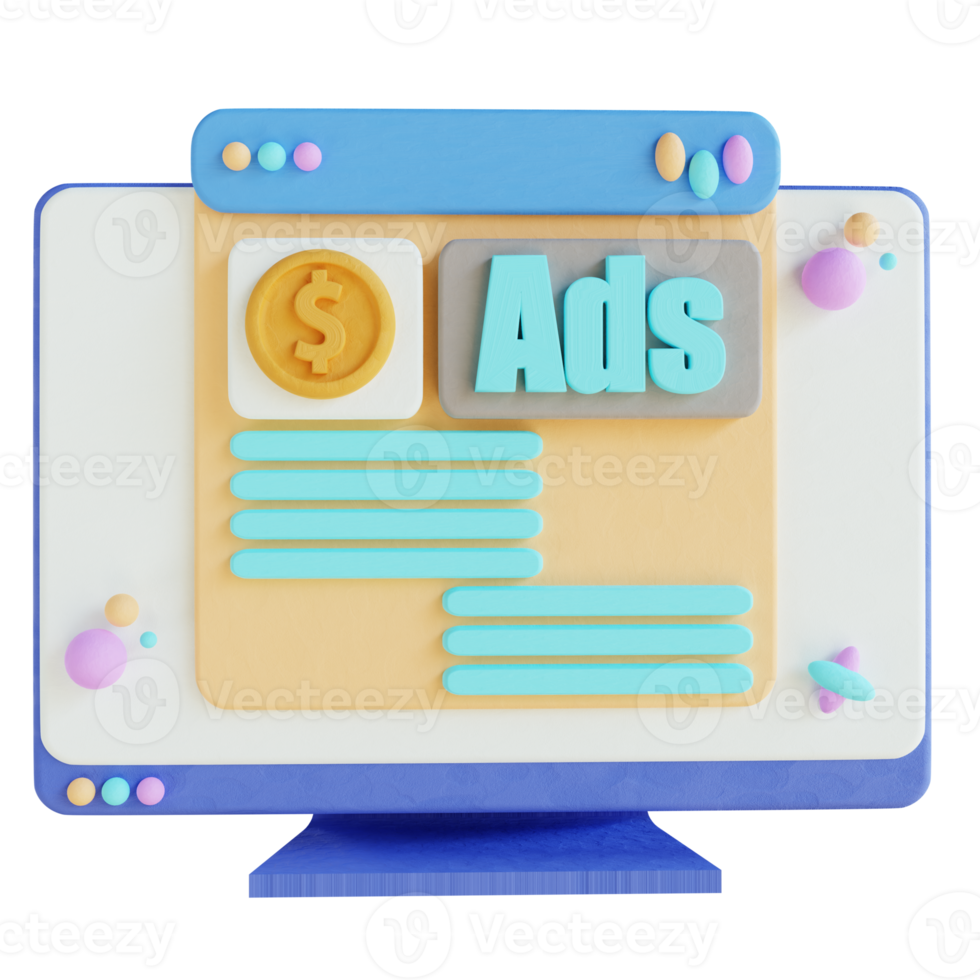 3D illustration online ads png