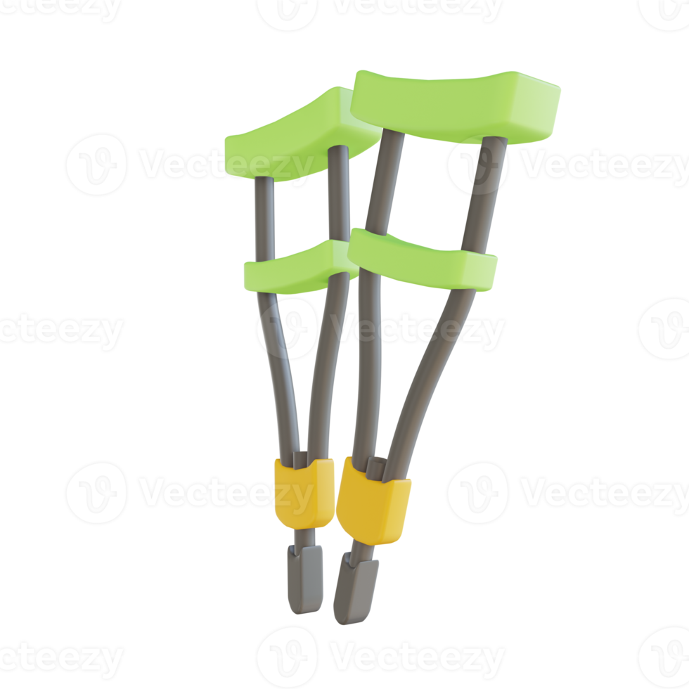 3D illustration crutch suitable for medical png