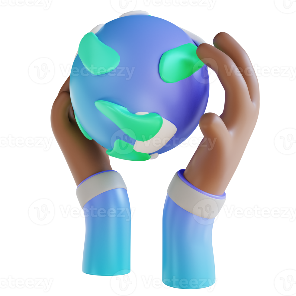 3D illustration love the earth and hands png