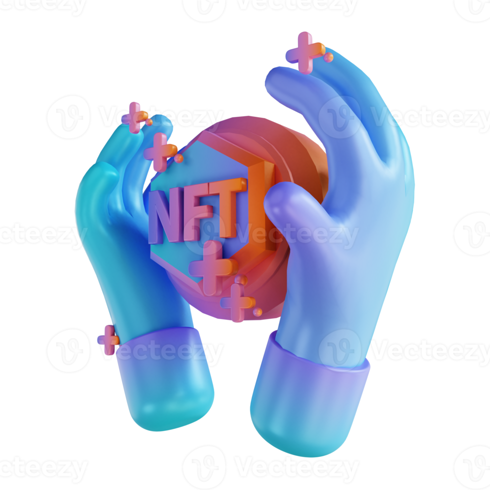 3D illustration NFT hand colorful png
