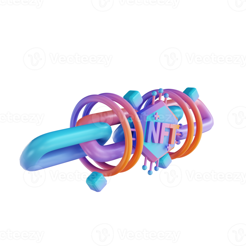 3D illustration Ethereum and NFT link png