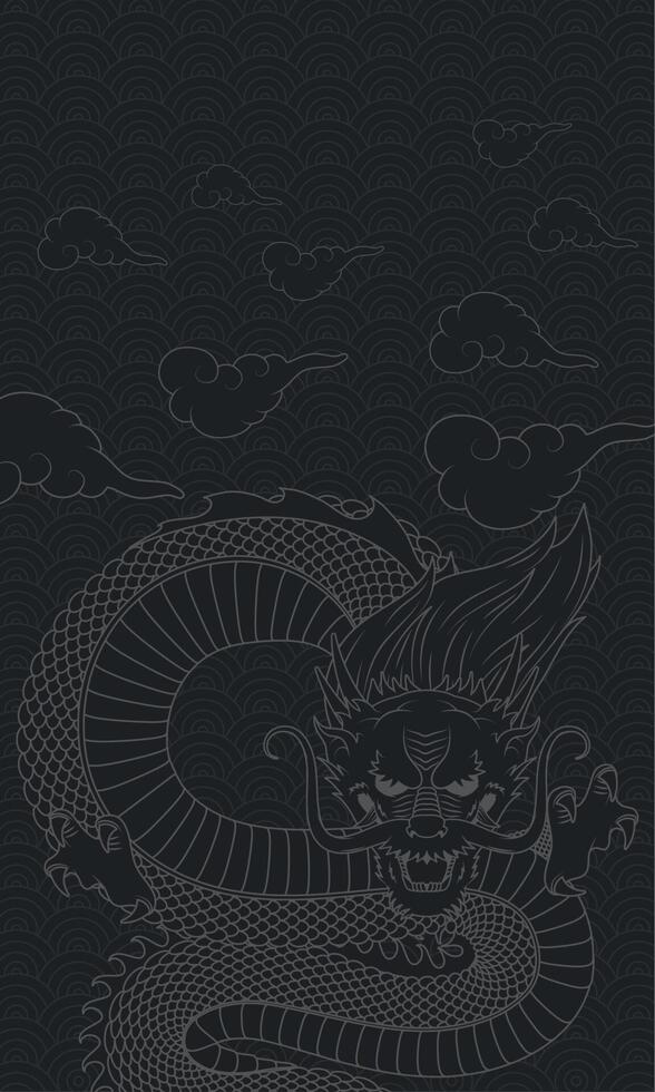 chinese dragon black background 10850695 Vector Art at Vecteezy