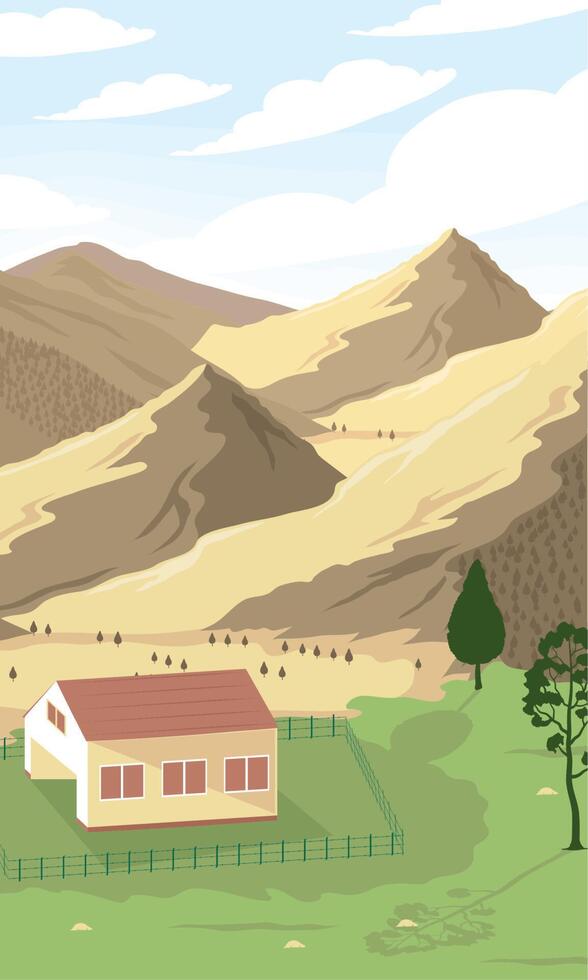 rural landscape with ranch vector