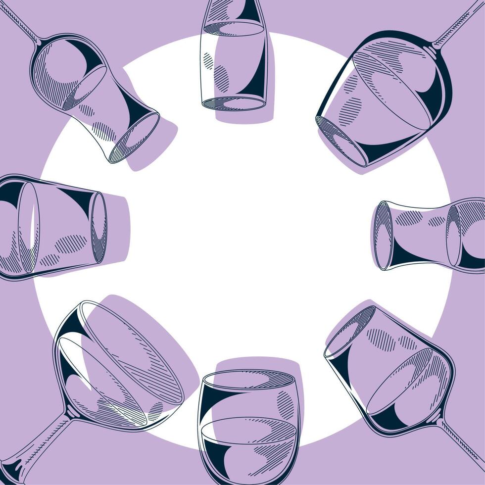 eight wine cups around vector