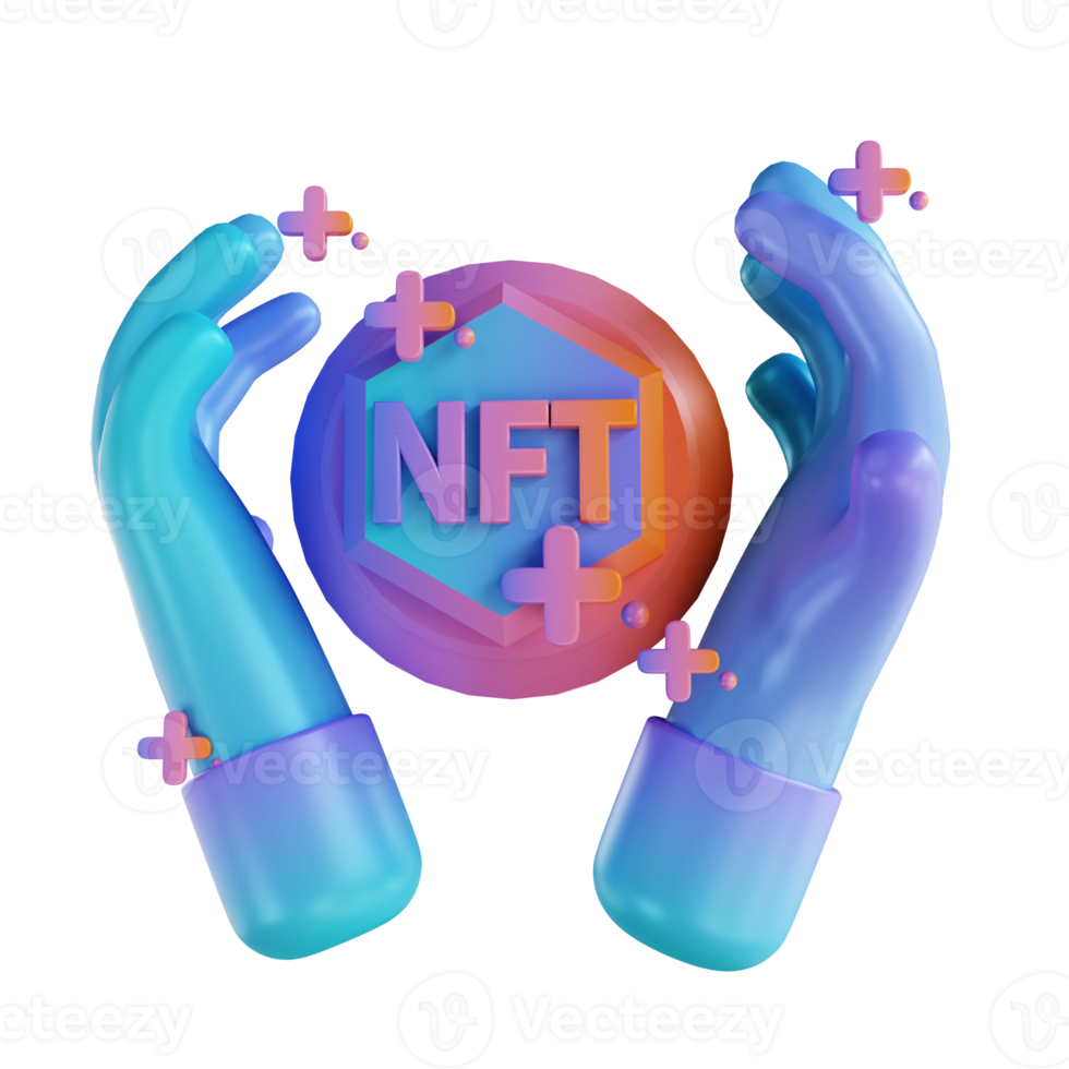 3D illustration NFT hand colorful png