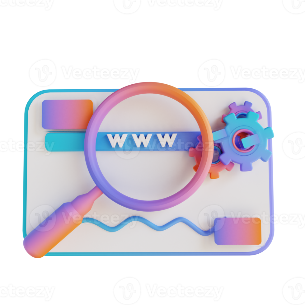 3D illustration data search and magnifying glass png