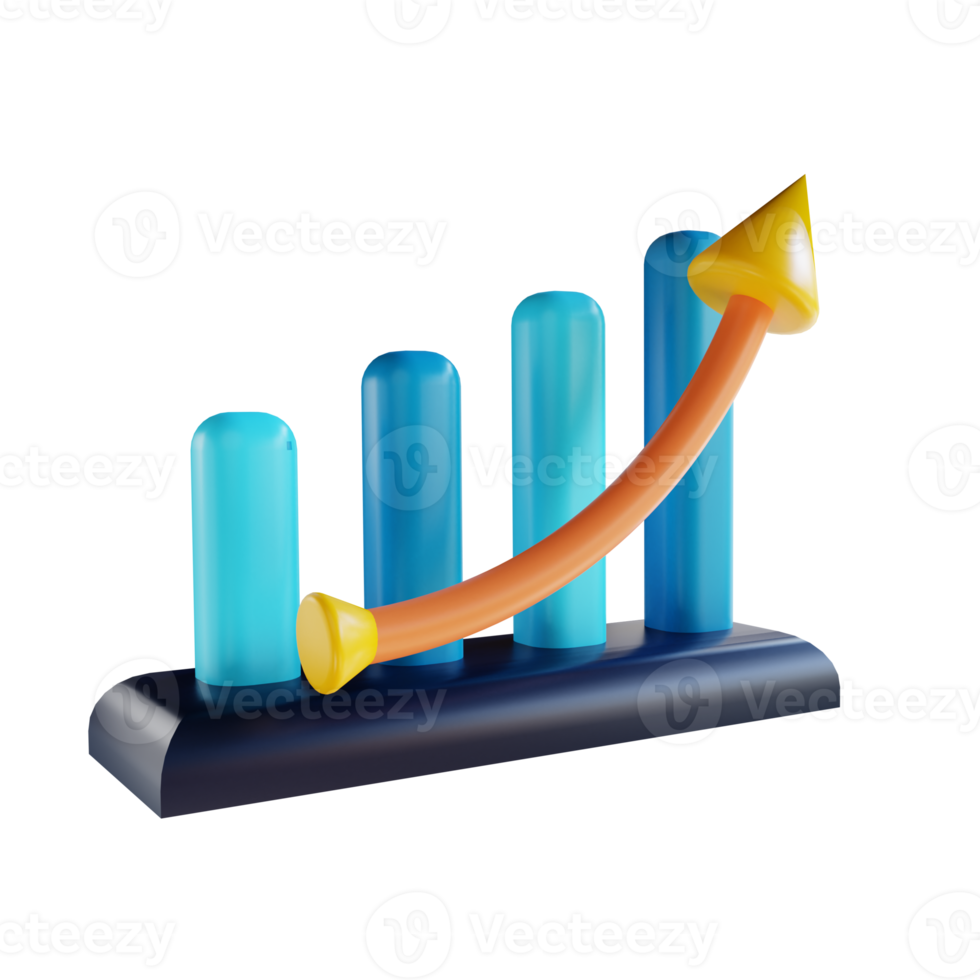 3D illustration graph up suitable for marketing png