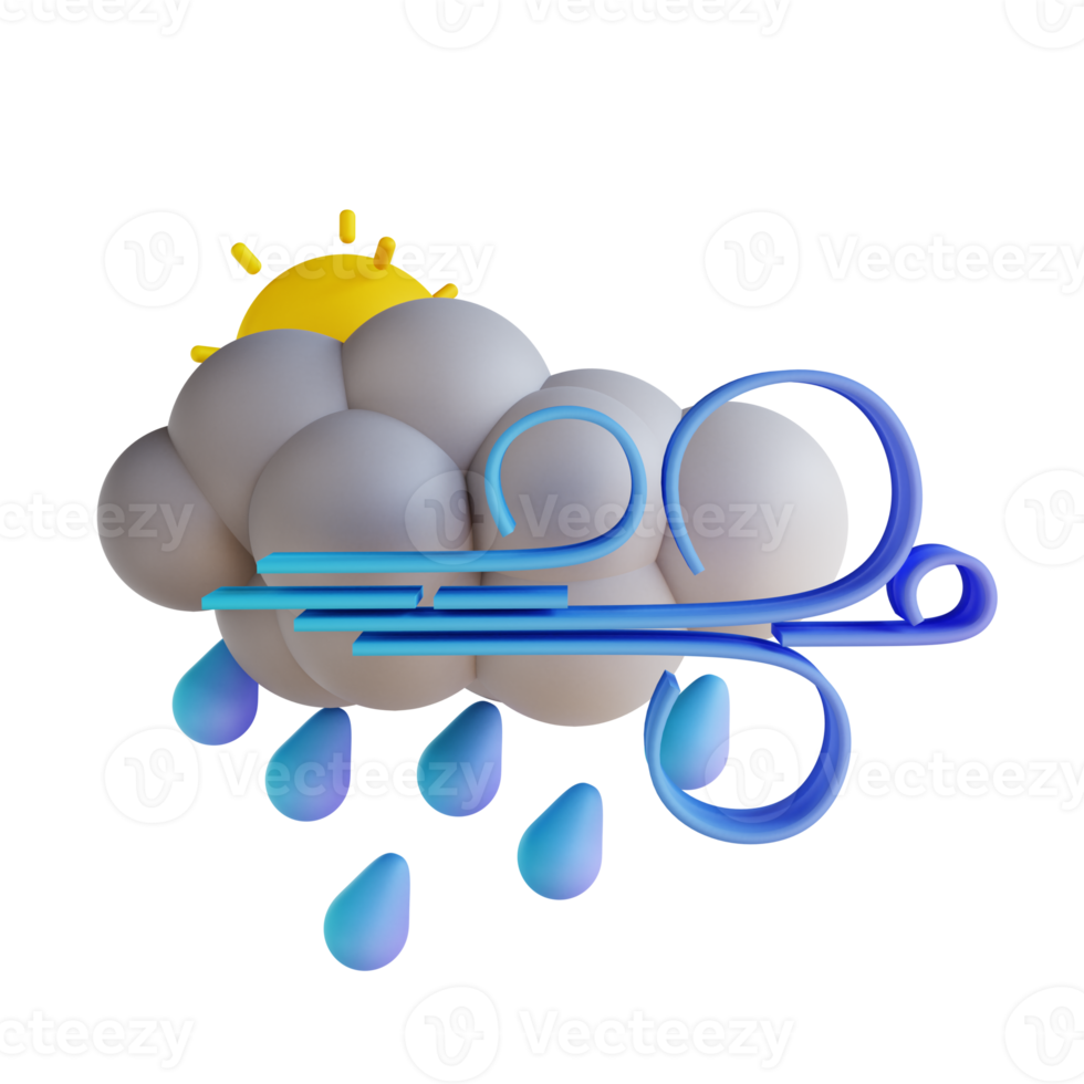 Ilustración 3d lluvia tormentosa png