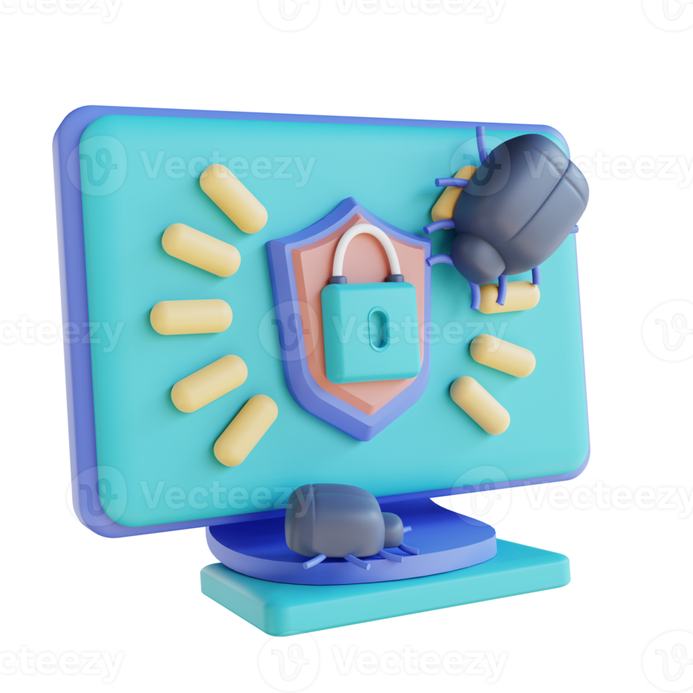 3D illustration virus computer security png