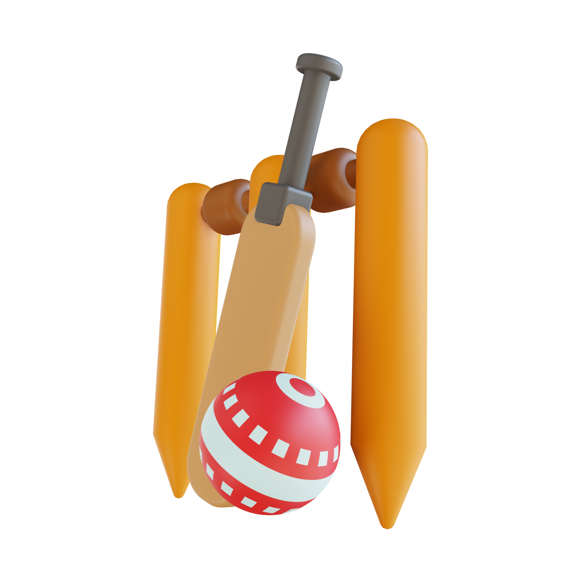 3D illustration cricket bat ball and wicket 10850903 PNG
