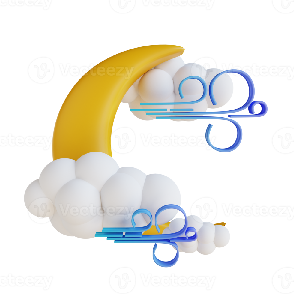 nuvem de lua de ilustração 3D com vento png