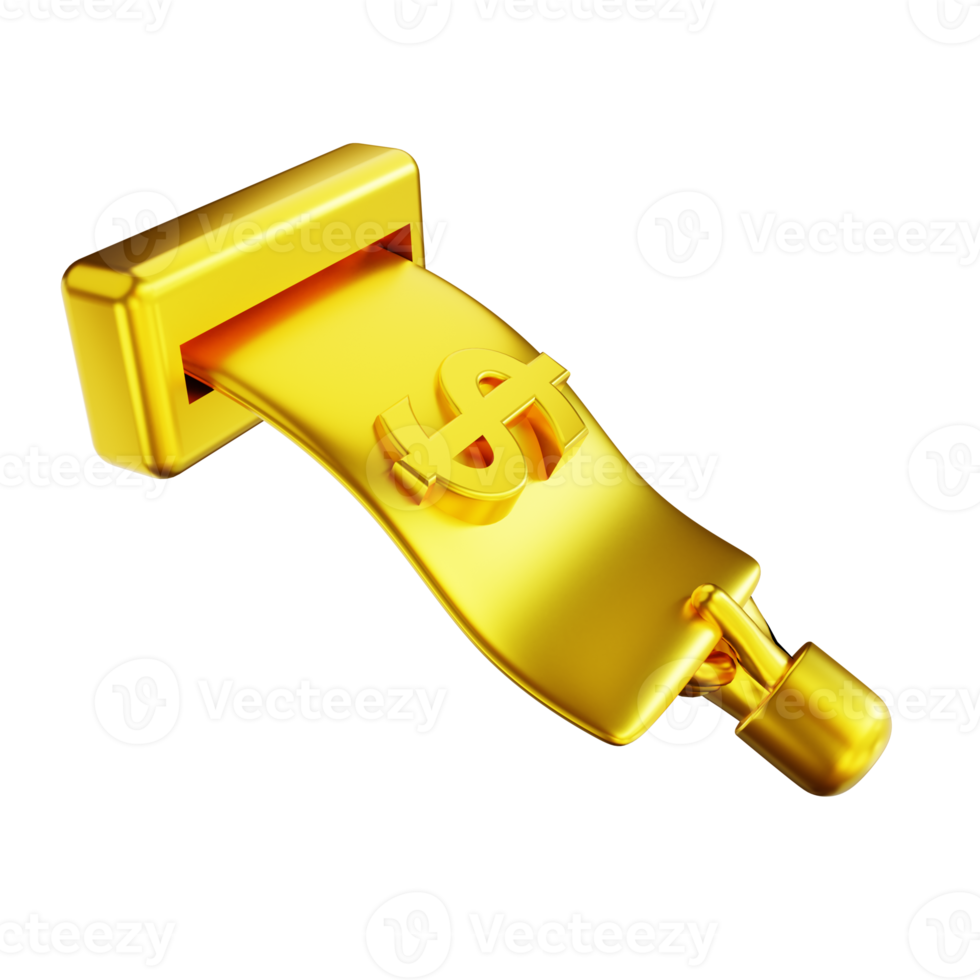 3D illustration golden hand and atm money 3 png