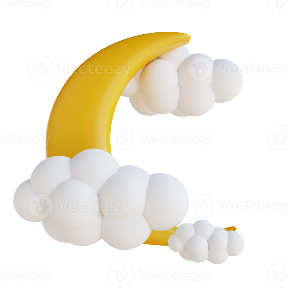 3D illustration moon and clouds png