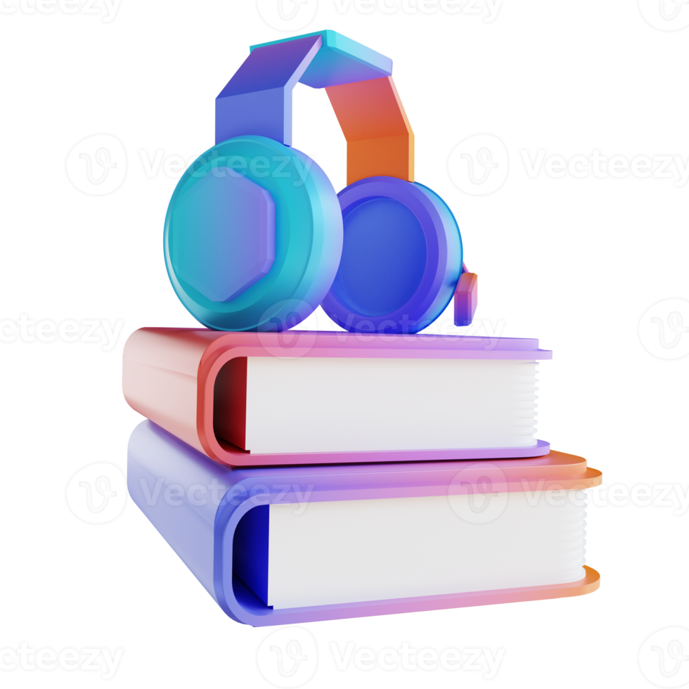 3D illustration colorful audio headset book png