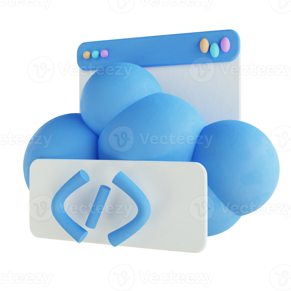 3D illustration cloud code website png