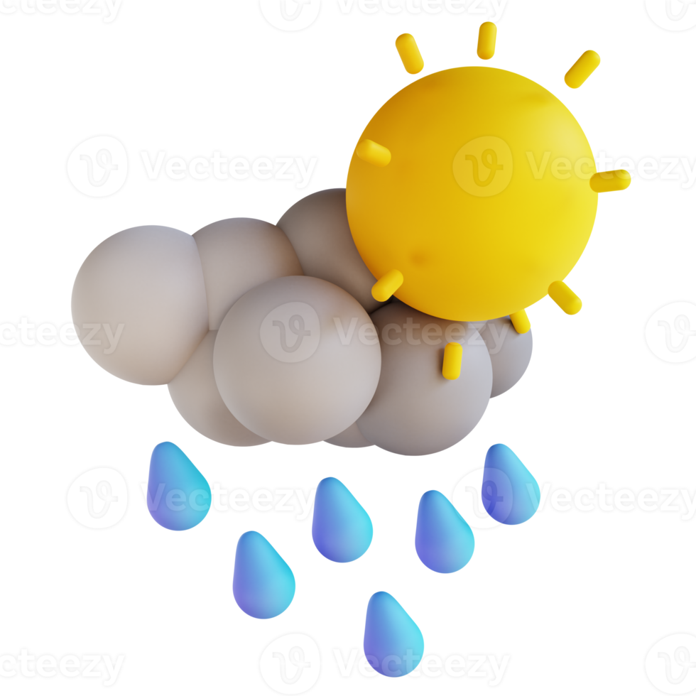 3d illustration pluie légère png