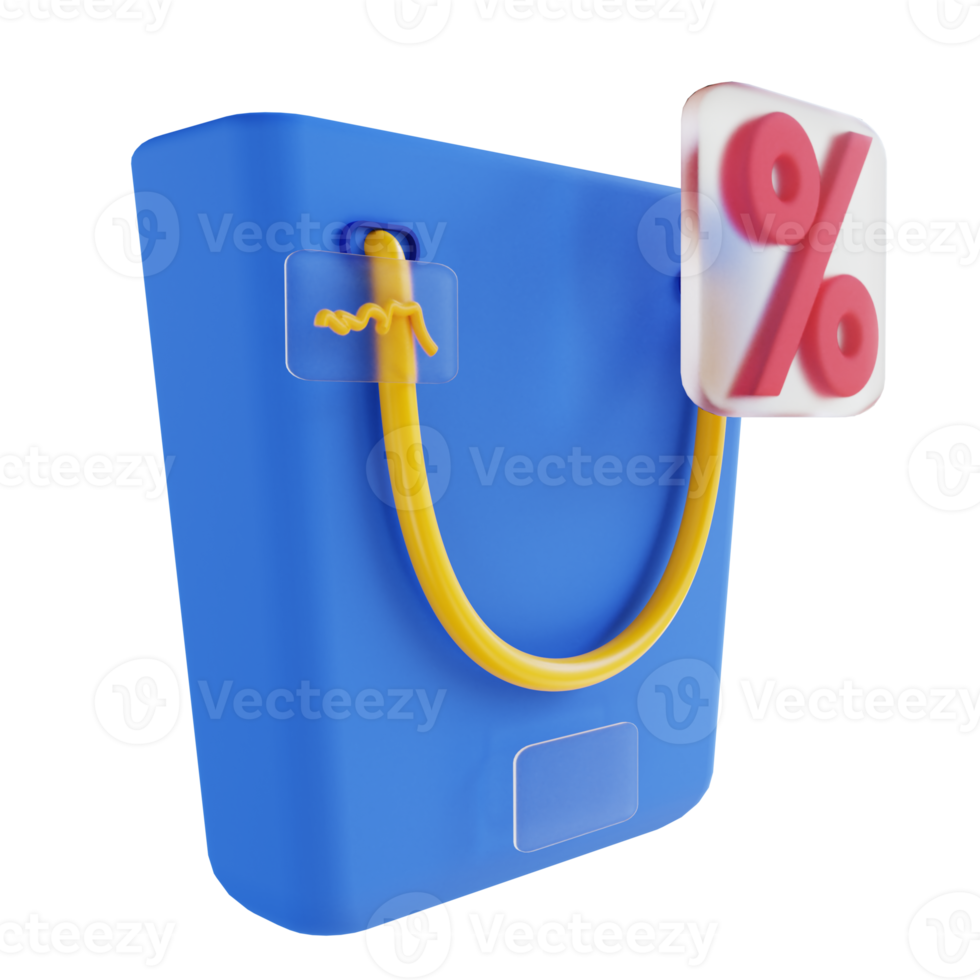 3D illustration paper bag and discount png