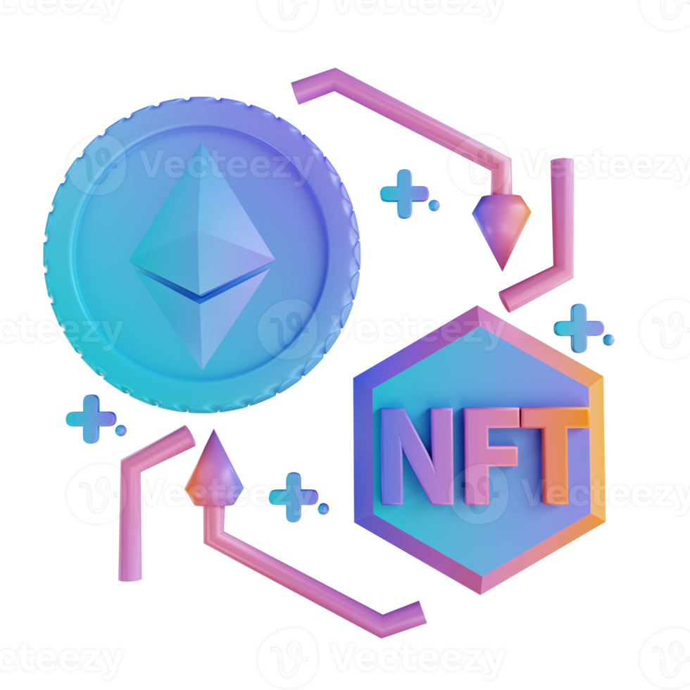 3D illustration Ethereum exchange NFT png