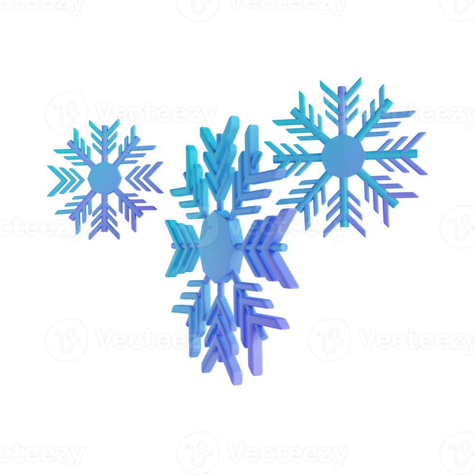 flocos de neve de ilustração 3D png