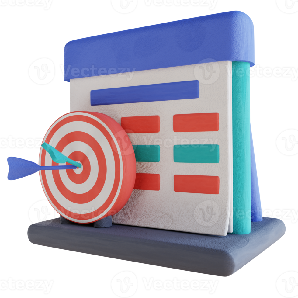 3D illustration target and calendar png