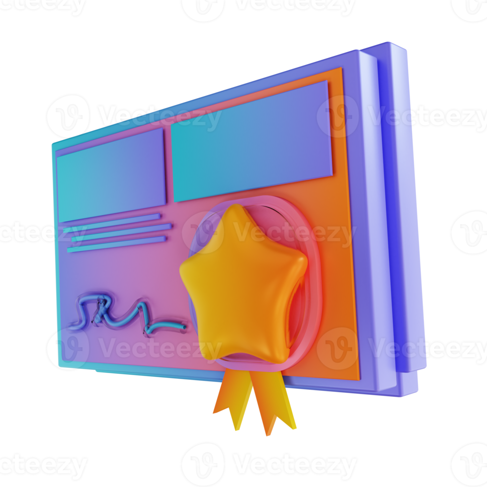 3D illustration colorful certificate png