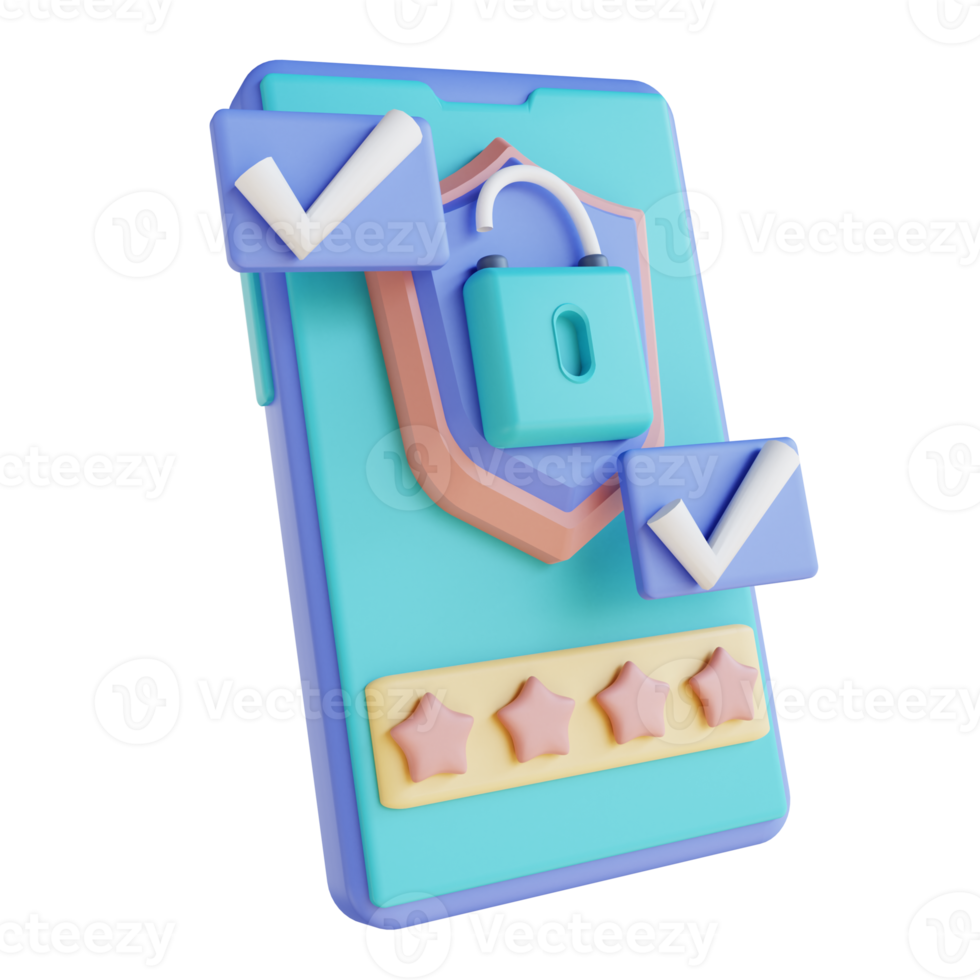 3D illustration mobile password unlock png