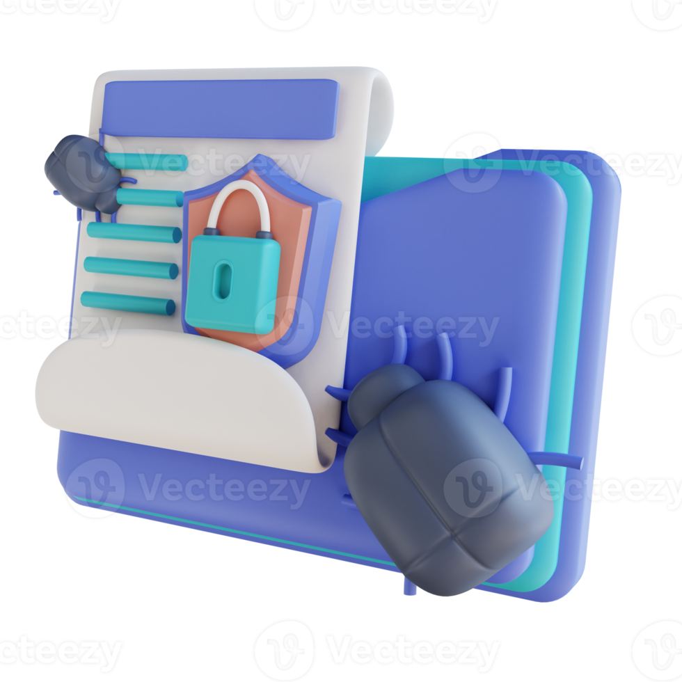 3D illustration virus folder document png