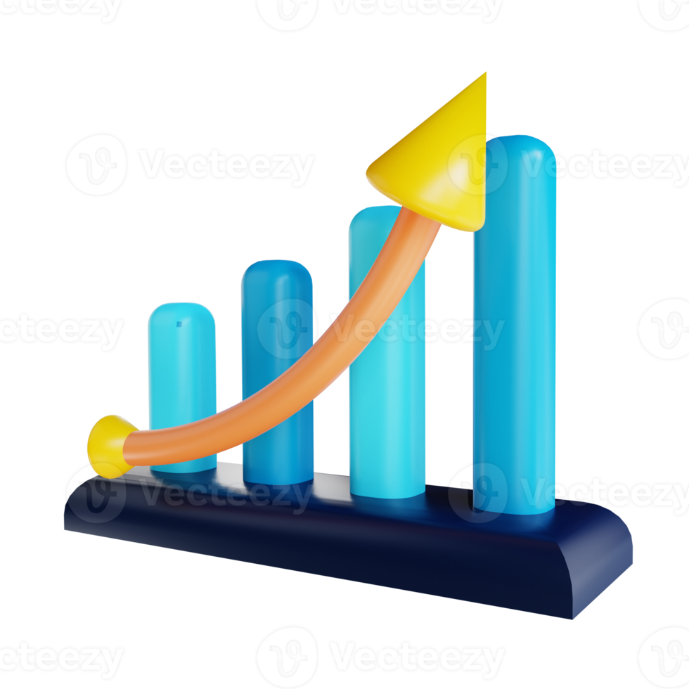 3D illustration graph up suitable for marketing png