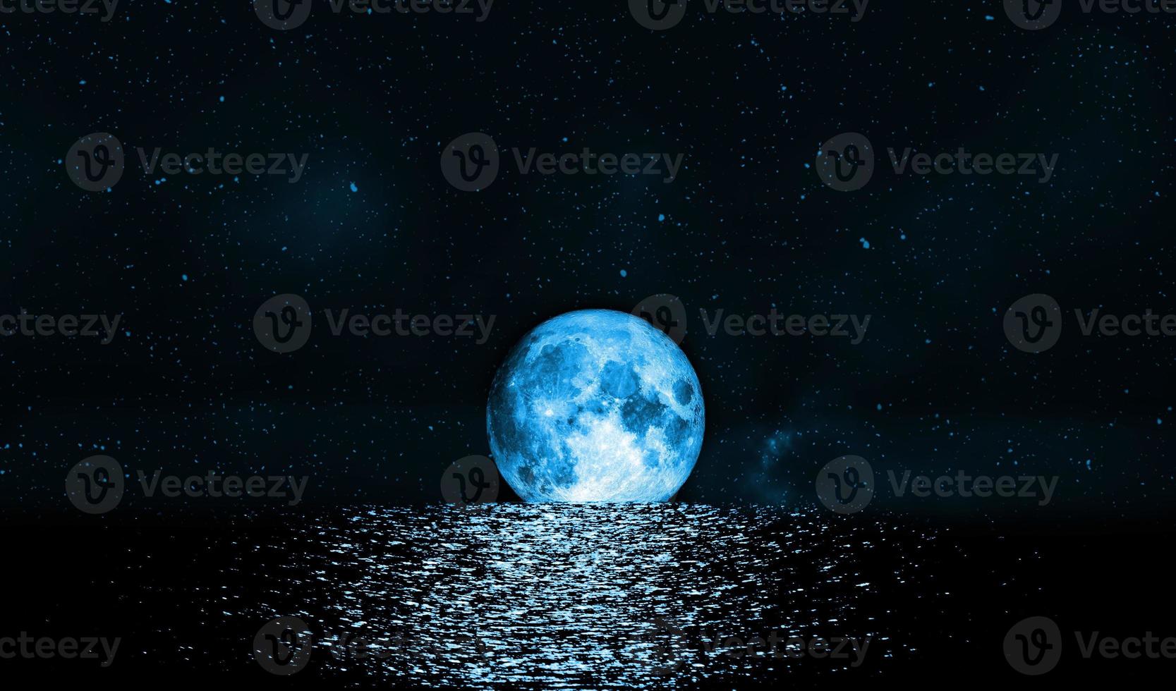 seascape and palm tree at night at full moon in sky The moon Original source from Nasa photo